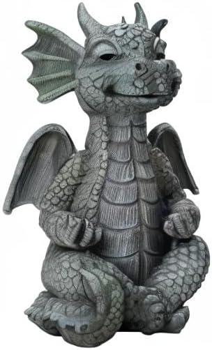 Garden Dragon Statue Decor - Meditation Dragon Sculpture Figurine Outdoor Decoration, Zen Yoga Garden Art Sculpture for Patio Lawn Yard Balcony Indoor Decor(Hands Flat)
