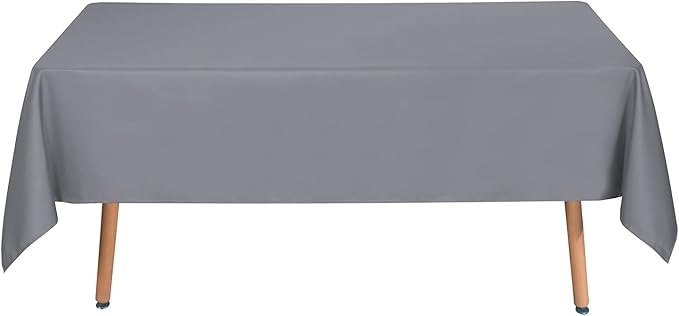 sancua Rectangle Tablecloth - 60 x 102 Inch - Stain and Wrinkle Resistant Washable Polyester Table Cloth, Decorative Fabric Table Cover for Dining Tables, Buffet Parties and Camping, Light Grey