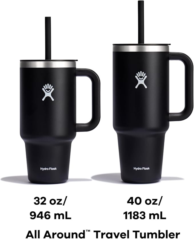Hydro Flask Travel Tumbler Stainless Steel Vacuum Insulated Tumbler with Lid and Straw for Cold Water and Drinks for Sports, School, Work, Car, Travel, Weekends