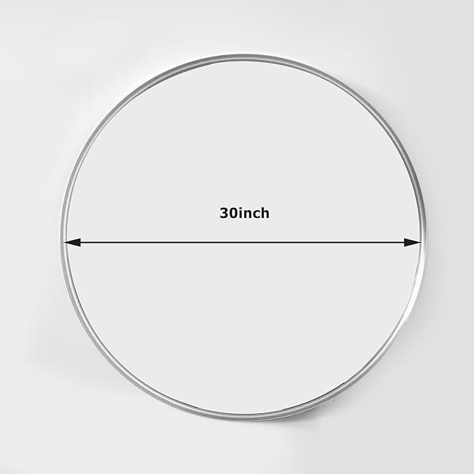 30 Inch Round Bathroom Mirror - Wall Mounted Circle Mirror with Metal Frame, Modern Mirror Suitable for Bathroom, Vanity, Entryway, Living Room, Wall Decor,Silver