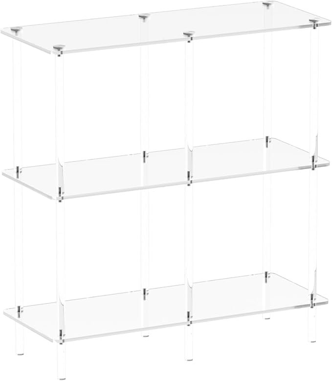 Acrylic Console Table, 29.53" Modern Entryway Table with Storage Shelves, 3 Tier Layer Storage for Foyer, Living Room, Clear.