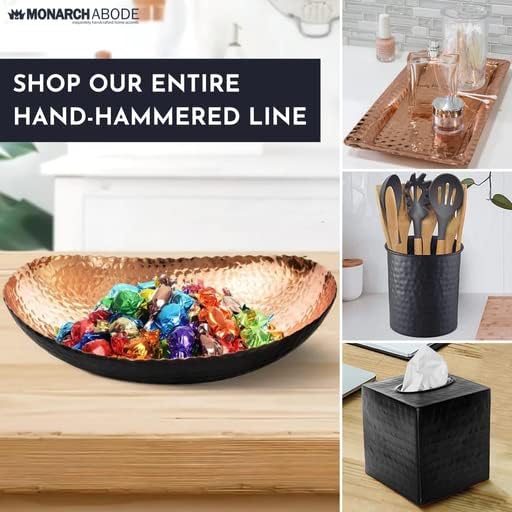 Monarch Abode Hand Hammered Decorative Bowl, 12.75-Inch Black and Copper Plated – Key Bowl for Entryway Table, Catch All, Decorative Fruit Basin, Key Holder, Bowls for Home Decor