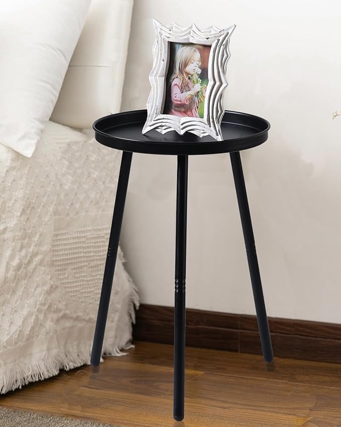 AOJEZOR Side Table: End Table for Any Room - Small Side Tables for Small Spaces All Matte Black with 3 Legged