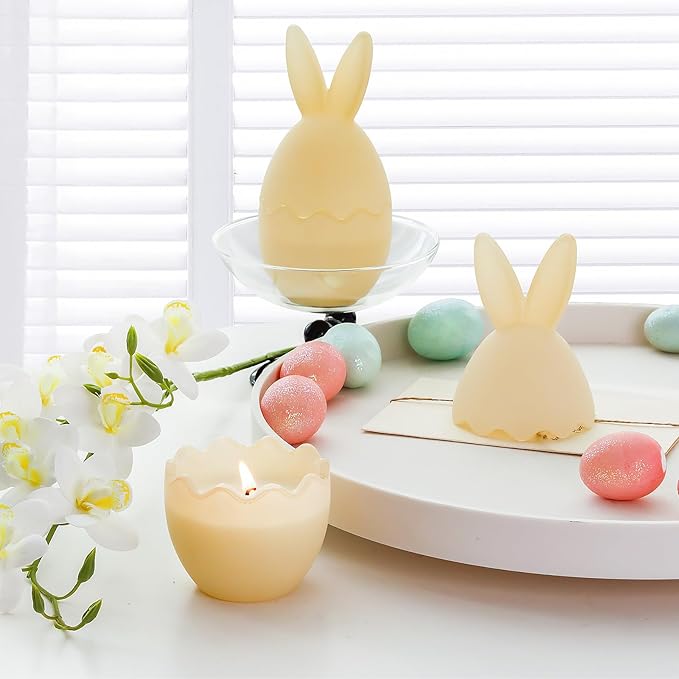 Vanilla Scented Candle, Bunny Spring Home Decor, Indoor Easter Decoration for Table Centerpiece, Gift for Women