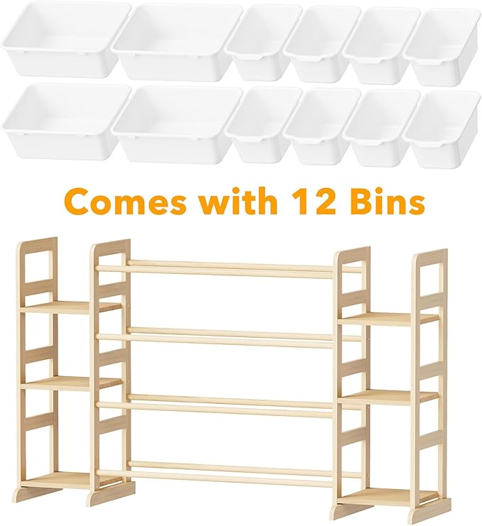SpaceAid Toy Storage Organizer with 6 Shelves and 12 Bins, Toy Organizers Storage Bookshelf, Kids Bin Shelf Toys Box Bookcase for Bedroom Playroom Organization Room Decor, White
