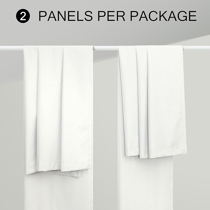 Ivory White Curtains 84 Inch Length 2 Panels for Living Room Curtain for Bedroom Window Total Blackout Off White Drapes 84 Long Boho Farmhouse Linen Black Out Thermal Insulated Curtain Back Tab Pocket