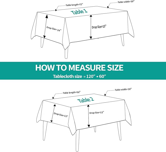 Surmente Black Tablecloth 60 x 120-inch Rectangular Polyester Table Cloth for Weddings, Banquets, or Restaurants