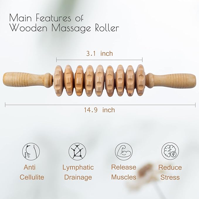 2pcs Wooden Massage Roller Wood Therapy Massage Tools Body Shaping,Anti Cellulite Wood Roller Masssager,Manuel Wooden Fascia Massage Roller,Wood Body Sculpting Tools,Wood Body Massage Roller