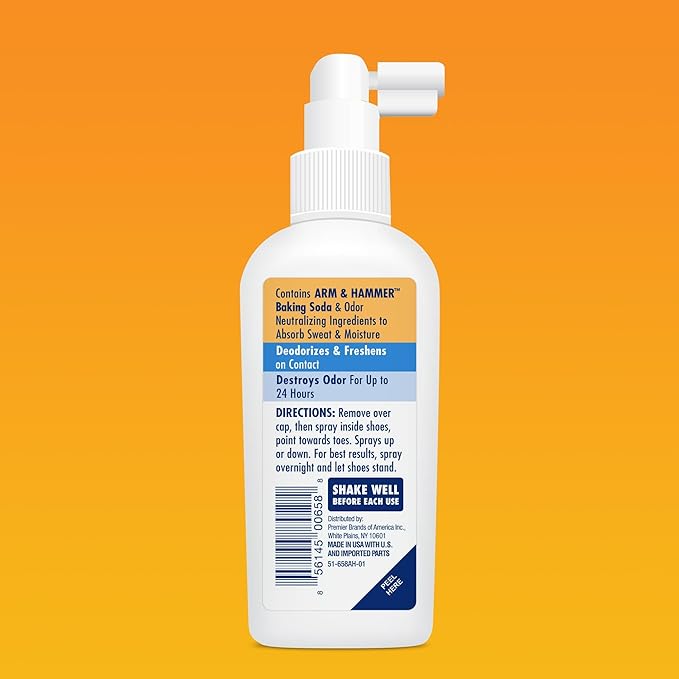 Arm & Hammer Shoe Refresher Spray, Odor Eliminator for Sneakers, 24 Odor & Wetness Control, Aerosol-Free Shoe Deodorizer Spray, Ocean Blast Scent, 3.4 oz