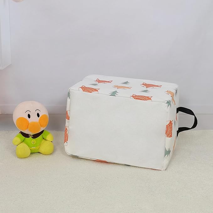 FANKANG Storage Bins, Nursery Hamper Canvas Laundry Basket Foldable with Waterproof PE Coating Large Storage Baskets for Kids Boys and Girls, Office, Bedroom, Clothes,Toys(Rec-Fox )