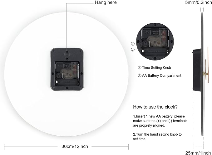 Lafocuse 12 Inch Silent Grey Wall Clock Battery Operated for Living Room Decor, Simple Minimalist Wooden Wall Clock for Kitchen Bedroom Office