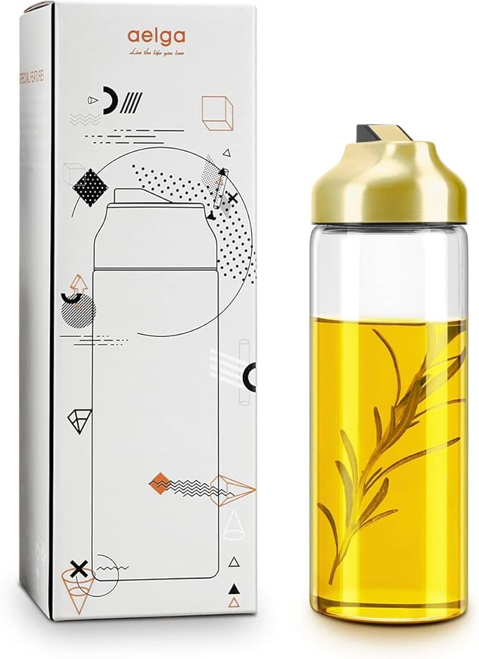 Aelga Gold Oil Dispenser - Gold Kitchen Accessories-Oil Dispenser Bottle for Kitchen with Stainless Steel Spout