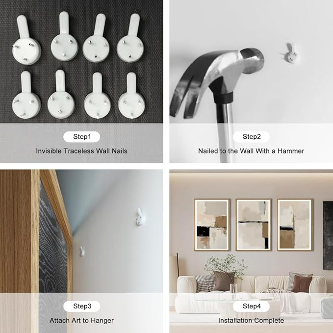 HPINUB Large Modern Abstract Framed Canvas Wall Art Set,Geometric Line Black White and Beige Textured Wall decor Neutral Gray Minimalist Art Print for Living Room,Bedroom,Dining Room,Office -16"x24"x3