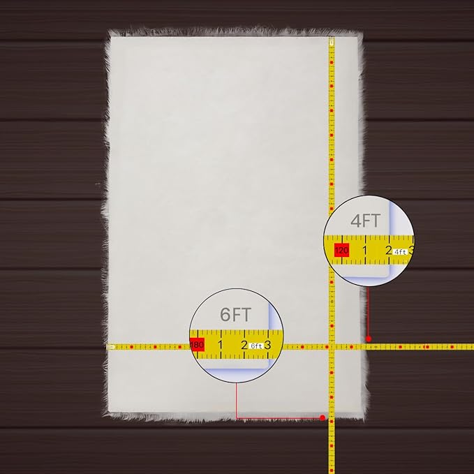 AMTOVO Faux Fur Sheepskin Rug for Living Room, 4 x 6 ft Dark Blue Fluffy Area Rug for Bedroom, Playroom, Luxury Room Decor, Rectangle