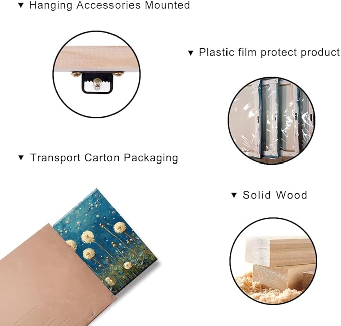 LASMOND Teal Dandelion Wall Art for Living Room Abstract Blowball Canvas Painting Prints Large Flower Floral Grassland Bedroom Decoration Modern Artwork Decor (40x20 Inches)