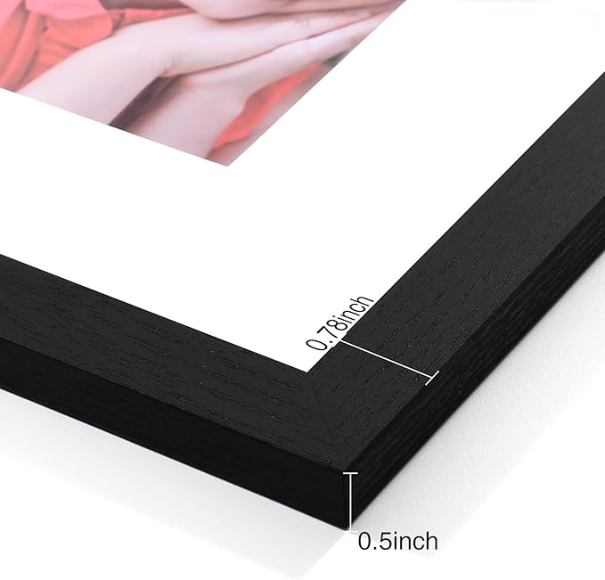 Vittanly 8x12 Picture Frames Set of 9, Shatter Resistant Plexiglass, Display 6x8 Pictures with Mat or 8x12 without Mat, Photo Frames for Wall or Tabletop, Engineered Wood, Black