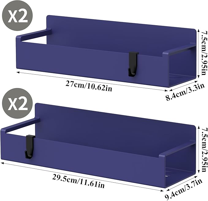 4 Pack Magnetic Spice Rack Organizer for Refrigerator and Oven, Dark Blue Fridge Organizers and Storage for Kitchen