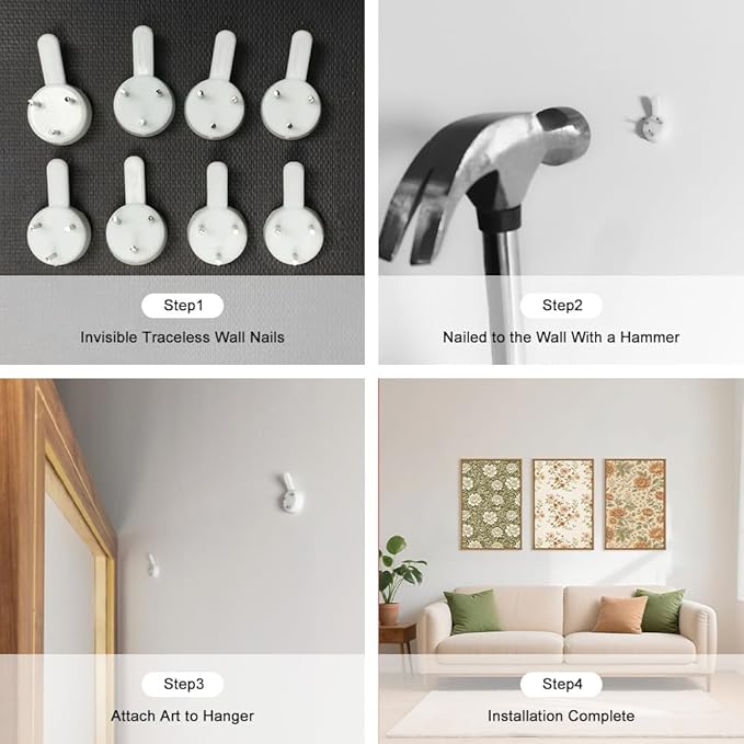 Celestdeco Vintage Pastoral Floral Framed Canvas Wall Art Set, Boho Colorful Flower Wall Decor, Peony Wildflower Wall Painting, Retro Botanical Art Prints for Living Room, Bedroom, Office - 24"X36"X3