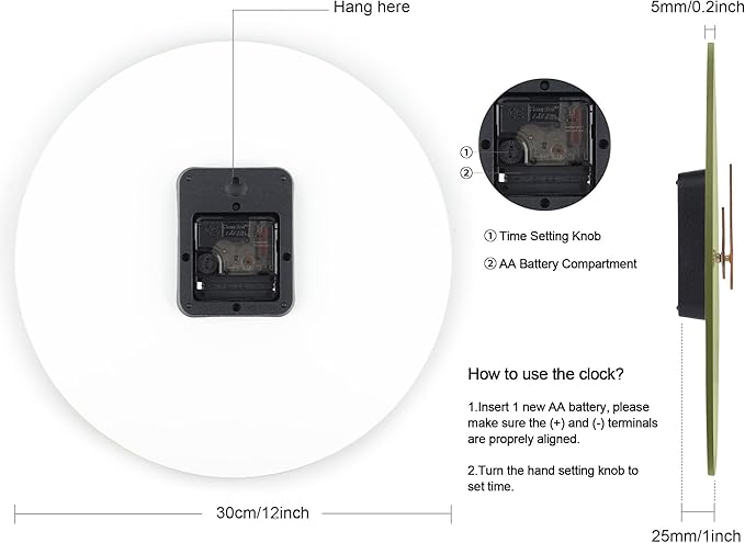 Lafocuse 12 Inch Silent Olive Green Wall Clock Battery Operated for Living Room Decor, Simple Minimalist Wooden Wall Clock for Kitchen Bedroom Office