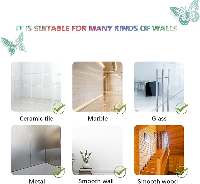 SAOROPEB 3D Butterfly Wall Decor 48 Pcs 4 Styles 3 Sizes, Butterfly Birthday Decorations&Butterfly Party Decorations&Butterfly Cake Decorations-Removable (Pale Turquoise)