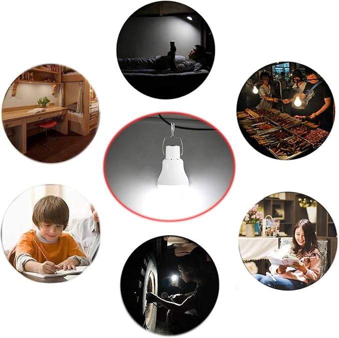 Solar Light Bulb Portable 350LM Solar Powered Camping Light Led Lantern Outdoor for Lamp Light Hiking Fishing Tent Indoor Shed Chicken Coop Hurricane Emergency with USB Chargeable