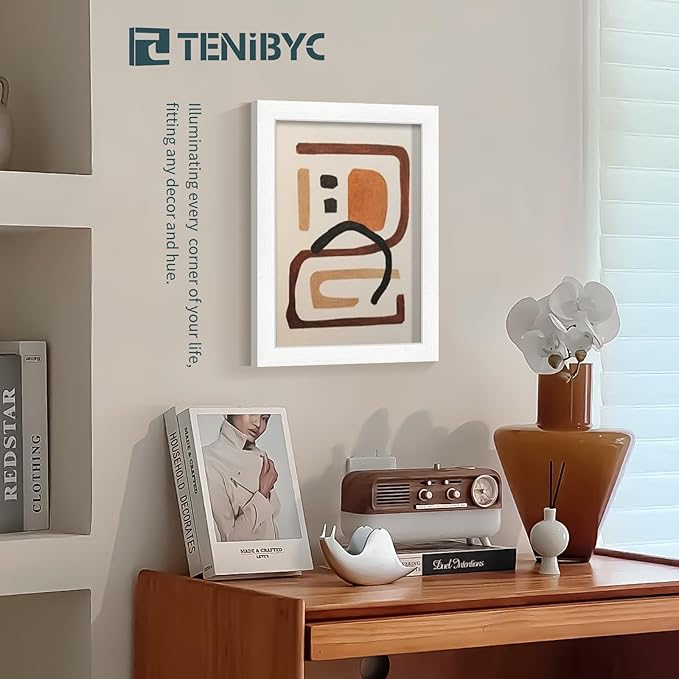 9x12 Frame 3 Pack - White Woodgrain, HD Tempered Glass, 9 x 12 Picture Frame for Photos, Tabletop or Wall Display