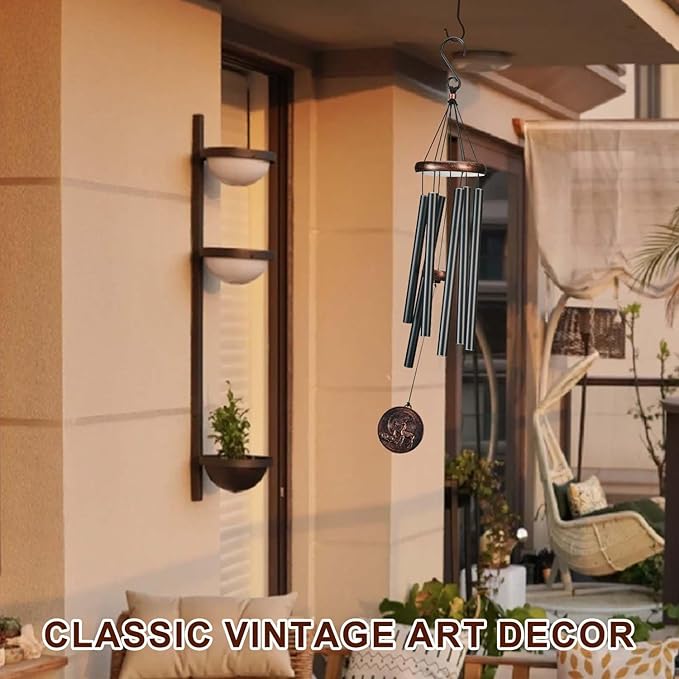 Wind Chimes for Outside, Deer Deep Tone Vintage Wind Chime Outdoor Clearance, Sympathy/Memorial/Festivals/Birthday Gift for Mom Dad Grandma, Home Garden Patio Decor (34" Deer)