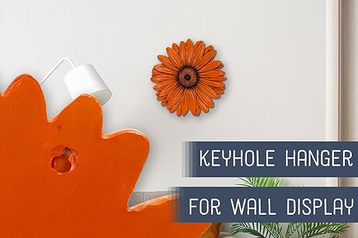 NAT & Jules Gerbera Daisy Flower Shaped Dimensional Indoor Outdoor 12 inch Cast Resin Decorative Garden Stepping Stone, Patio, Walkway Sculpture Yard Art, Orange