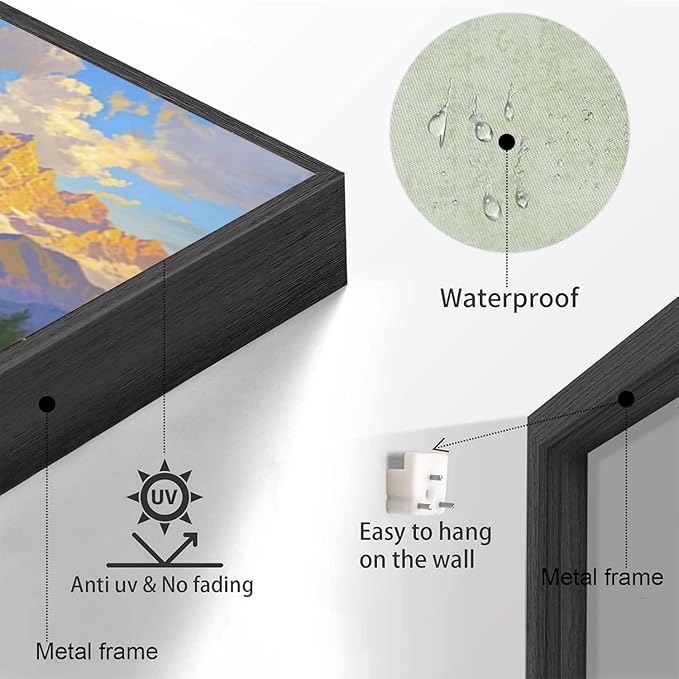 The mountain stream and lawn scenery under the sun is suitable for posting in the living room bedroom office landscape poster wall painting