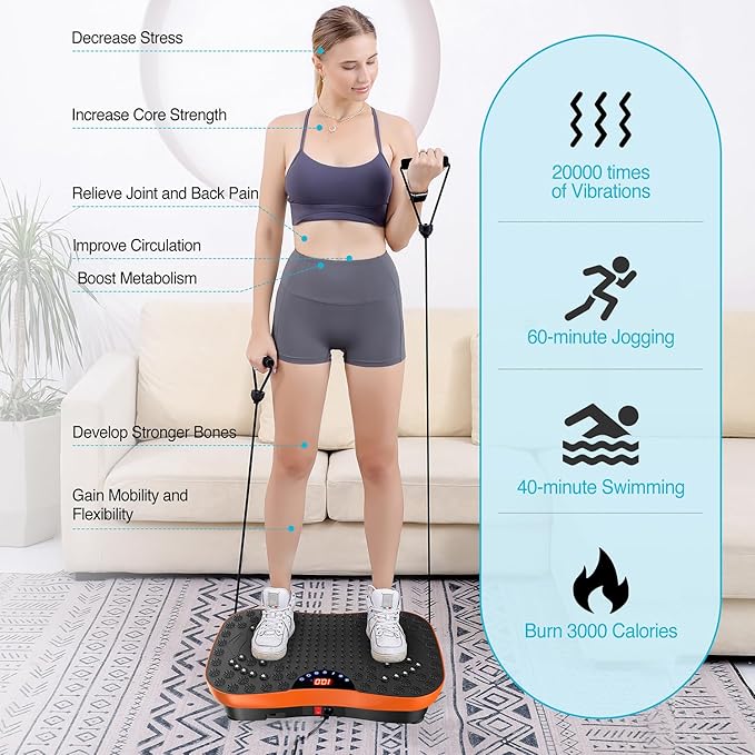 AXV Vibration Plate Exercise Machine Whole Body Workout Portable Mini Vibrate Fitness Platform Lymphatic Drainage Machine for Weight Loss Shaping Toning Wellness Home Gyms Workout (Mini)