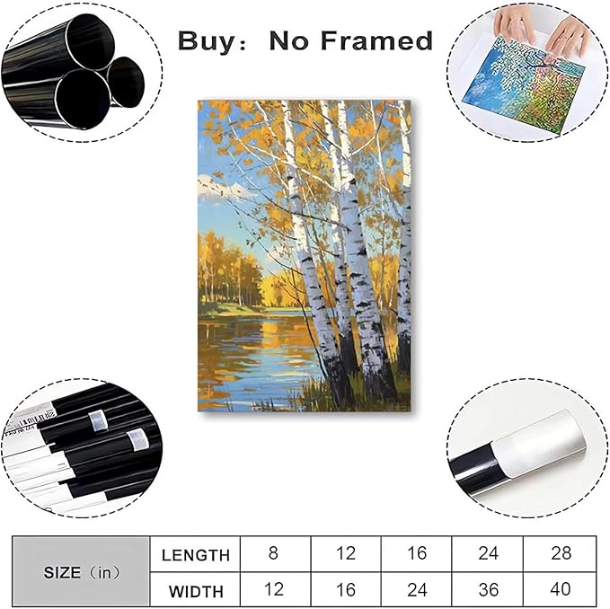 Poplar trees beside the blue sky and white clouds are suitable for living rooms bedrooms and offices Landscape posters and wall paintings