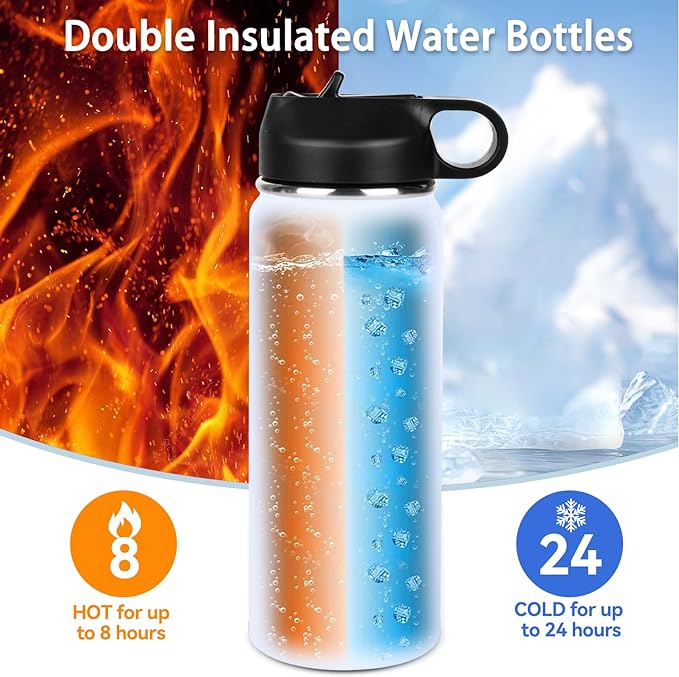 Basketball Gifts for 8-12 Boys Girls,Basketball Water Bottles and 50PCS Stickers Dirp Stuff for Player Kid(18OZ)