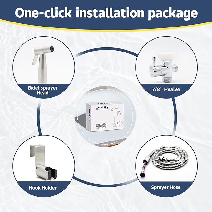 Handheld Bidet Sprayer for Toilet - Bidets for Existing Toilets Adjustable Water Pressure with Bidet Hose for Feminine Wash, Stainless Steel Muslim Shower Jet Spray for Toilet