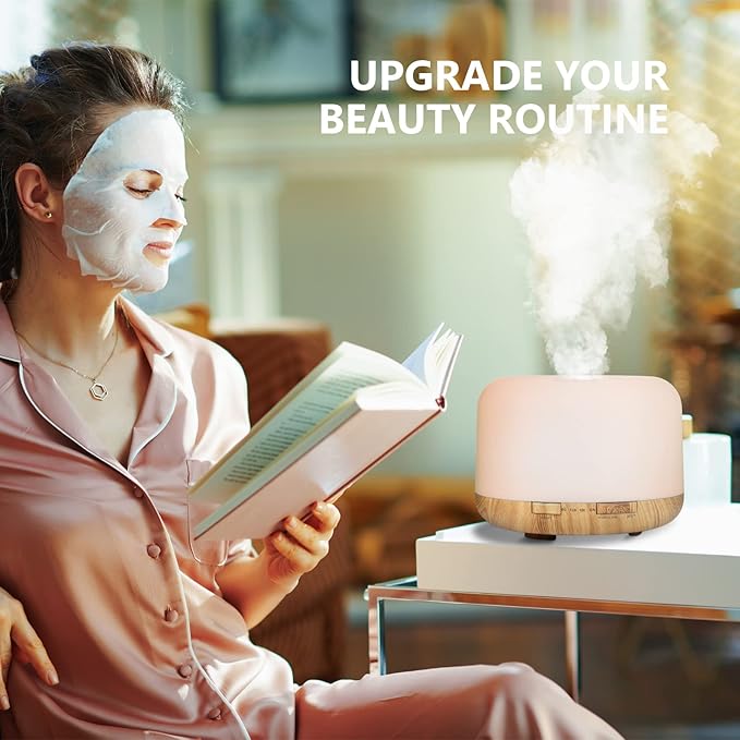 SACATR Essential Oil Diffusers for Home with 36 Oil Diffuser Sets, 500ml Aroma Diffuser for Essential Oils Large Room, Ultrasonic Cool Mist Diffuser Auto Shut-Off 4 Timers 15 Colors (36x5mL)