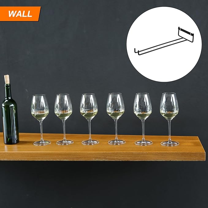 Uxcell 5-Pack Black Iron Wine Glass Rack, 11.02" Hanging Stemware Holder, Under Cabinet & Wall Mountable, Perfect for Kitchens & Bars