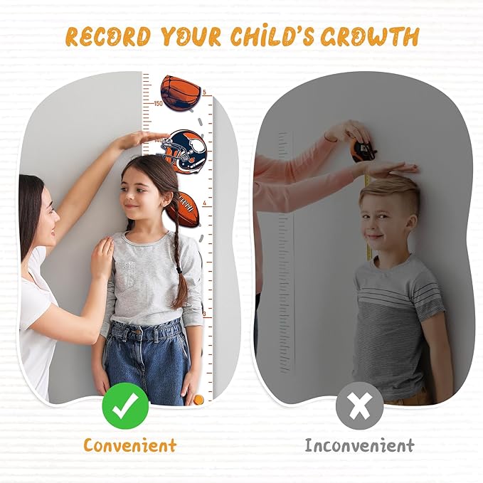 Personalized Name Growth Chart Wall Decor for Kids – Canvas Removable Height Chart Measuring Ruler 59" x 7.9" (Balls)