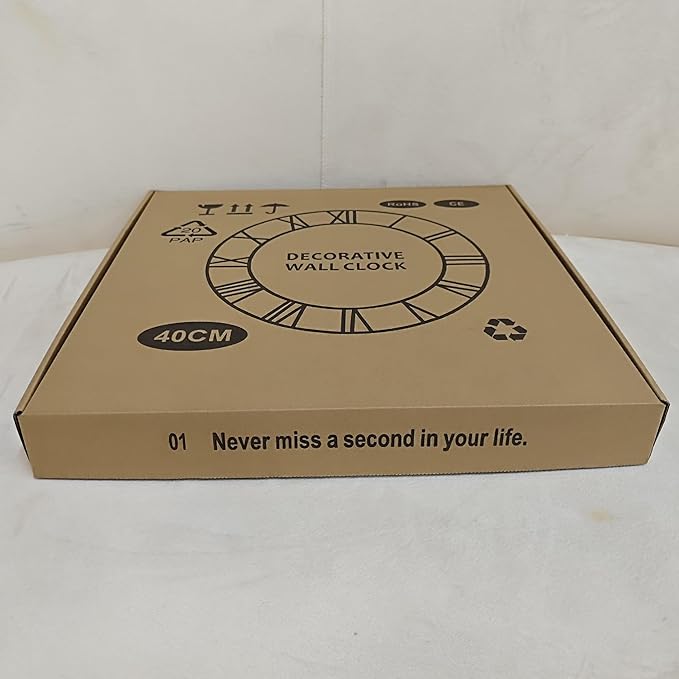 Large Wall Clock for Living Room Decor - 40cm/ 16 Inches Silent Non-Ticking Metal Wall Clocks Battery Operated, Vintage Decorative Modern Wall Clock for Bedroom, Office, Farmhouse Decor