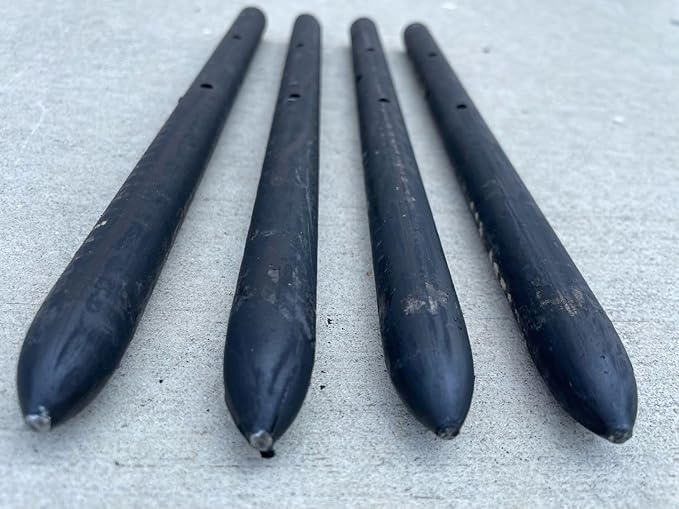 Sandbaggy Round Steel Concrete Form Stakes with Nail Holes - Rust Resistant Coating - Removable, Reusable (10, 3/4 in X 12 in)