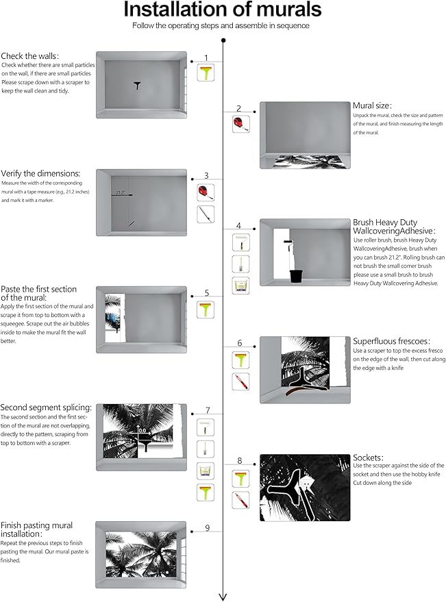 Black Palm Tree Wallpaper Bedroom Beautiful Tropical Plant Leaf Wall Mural Living Room (Not Peel and Stick)