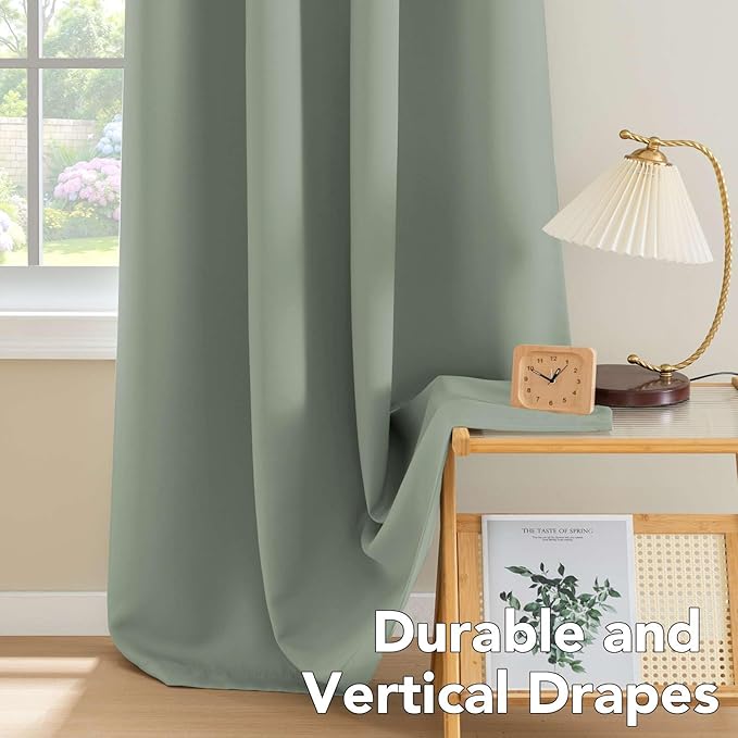 H.VERSAILTEX Ultra Soft Microfiber Thermal Insulated Antique Copper Grommet Blackout Curtains/Window Treatment Draperies 52 by 72 - Inch for Living Room/Bedroom, Set of 2 - Cyan
