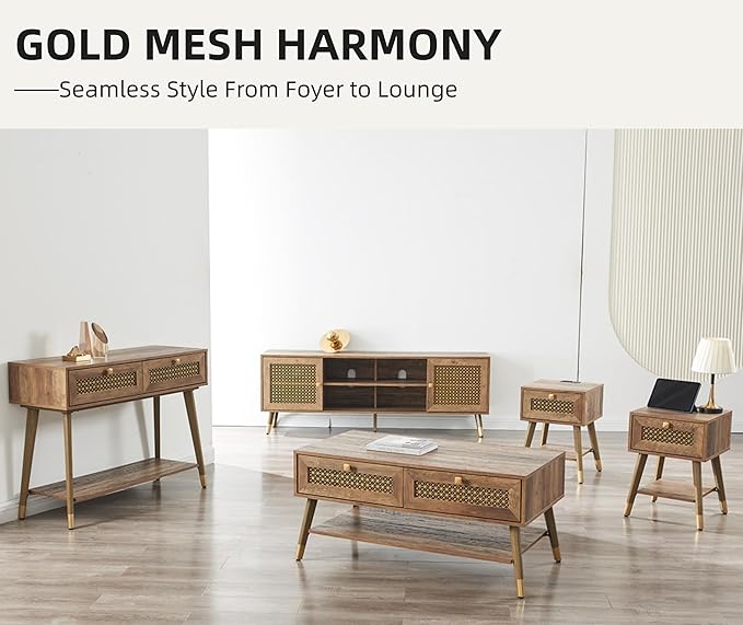 Narrow Sofa Table with Two Drawers and Shelf, Modern Style Wooden Console Table for Living Room, Entryway, Hallway, Rustic Oak