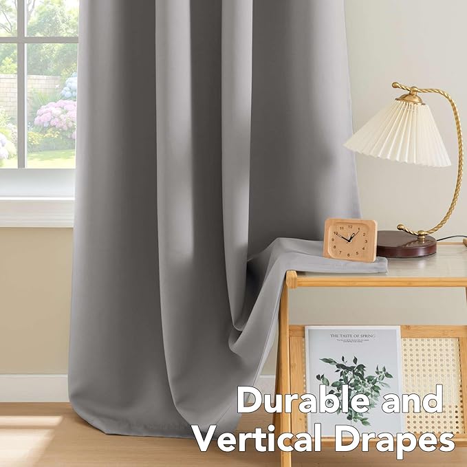 H.VERSAILTEX Blackout Curtains for Bedroom Thermal Insulated Room Darkening Living Room Curtains 84 Inch Long Grommet Privacy Protection Window Curtain Panels/Drapes for Nursery, 2 Panels, Dove Grey