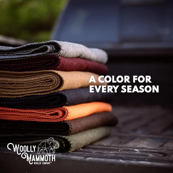 Woolly Mammoth Woolen Company Merino Wool Blanket - 66" x 90", 4 lb Orange - Heavyweight Insulated & Breathable Outdoor Throw Blanket for Camping, Hiking & Emergency Use