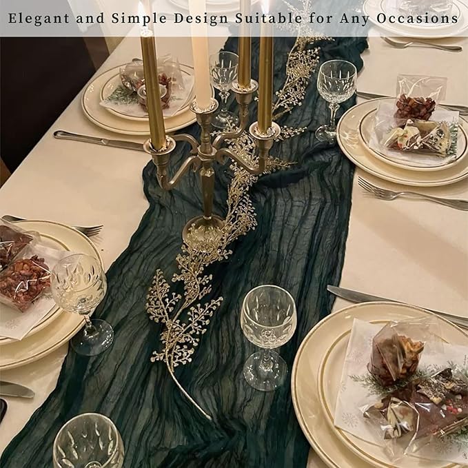 Emerald Green 6 Pack Cheesecloth Table Runner 10FT Boho Fabric Rustic Cheese Cloth Table Runner for Wedding 20 x 120 Inch Long Bridal Shower Baby Shower Gauze Sheer Birthday Party Table Decorations