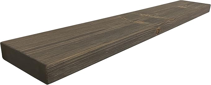 Joel's Antiques - 48 Inch Wooden Floating Shelves for Wall - 48x8x2 in - Made of Natural Wood - Long Heavy Duty Wall - Made in USA - Perfect for Living Room, Kitchen - Grey
