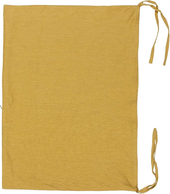 Hanging Linen Laundry Bag, 100% Pure Flax Linen Over The Door Hamper with Bottom Zipper for Laundry Room, Household Dirty Cloth Storage Organizer Bag, Turmeric