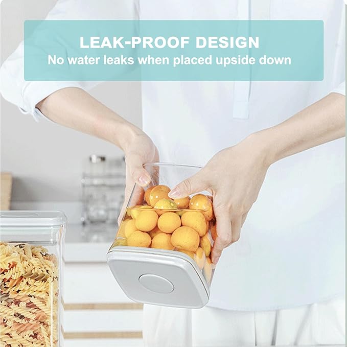 Pop Containers with Lids - Stackable Airtight Food Storage, Kitchen Pantry Storage Containers for Snacks Candy Salt Herbs Spices BPA-Free (8PCS (1.2 + 2.0 + 2.7 + 3.3 Qt) * 2)