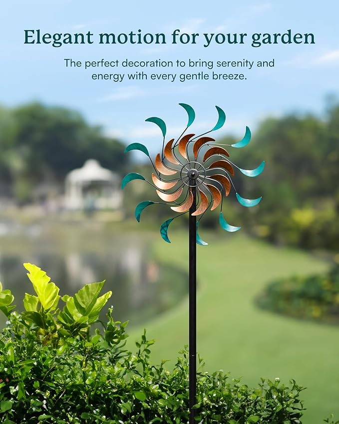 Wind Spinners Outdoor - Metal Windmill for Yard and Garden, Kinetic Wind Sculptures with Stake, Ideal Artistic Decor Gift (13'' W x 54'' H)