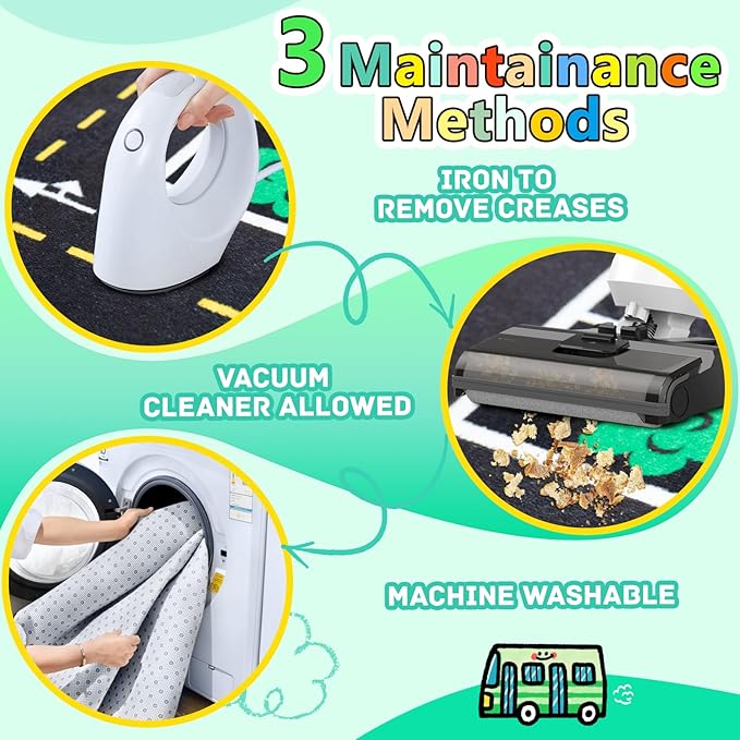 Kids Rug, Road Carpet for Kids with Combined City Road Traffic System, Car Rug and Airport Play Mat, 3x5 Ft Children’s Play Rugs for Playroom, Children’s City Traffic Map Fun Car Mat,Non-Slip