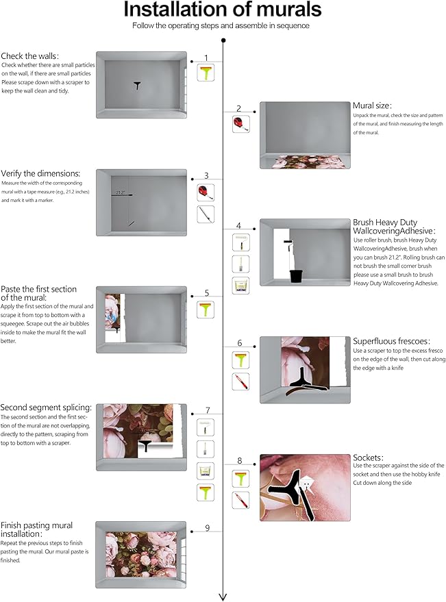 Large Peony Floral Wallpaper Girls Bedroom Pink Rose Flower Wall Mural (Not Peel and Stick)